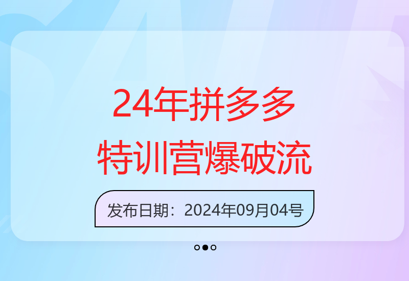 拼多多特训营24年爆破流玩法，产品决定上限，方法决定下限，各种玩法技巧落地实操