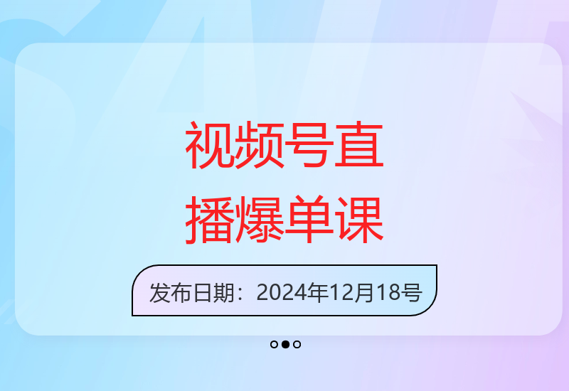 2024视频号直播间爆单实战营 3天闪电速成技巧-小肥鱼网创-十年互联网创业实战派 | 专注精准流量获取与转化