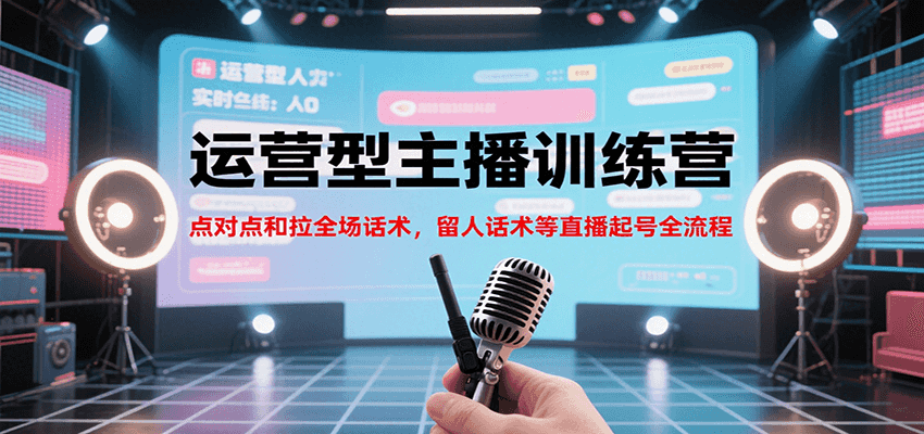 运营型主播训练营，点对点和拉全场话术，留人话术等直播起号全流程(更新7月)-小肥鱼网创-十年互联网创业实战派 | 专注精准流量获取与转化