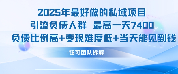 2025年最好做的私域项目，引流负债人群，最高一天变现7.4k，人群占比高，变现难度低，当天就能见到钱-小肥鱼网创-十年互联网创业实战派 | 专注精准流量获取与转化