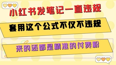小红书发笔记一直违规，套用这个公式不仅不违规，来的还都是精准的付费粉-小肥鱼网创-十年互联网创业实战派 | 专注精准流量获取与转化