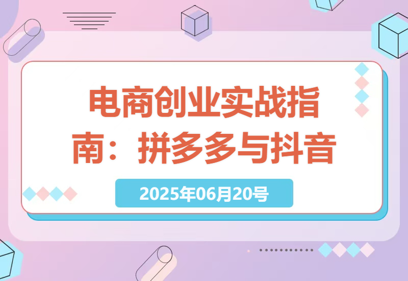 拼多多抖音电商创业秘籍：实战指南与流量获取技巧-小肥鱼网创-十年互联网创业实战派 | 专注精准流量获取与转化