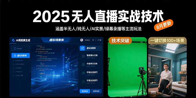 2025年最新无人直播技术全攻略：从零开始掌握半无人/AI实景/绿幕录播等7种变现玩法