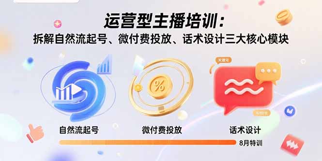 运营型主播培训：拆解自然流起号、微付费投放、话术设计三大核心模块-8月-小肥鱼网创-十年互联网创业实战派 | 专注精准流量获取与转化