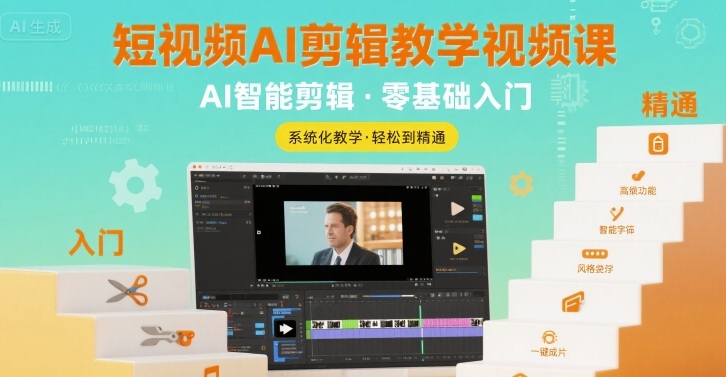 短视频AI剪辑教学视频课，入门到精通-小肥鱼网创-十年互联网创业实战派 | 专注精准流量获取与转化