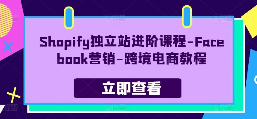 Shopify独立站进阶课程-Facebook营销-跨境电商教程-小肥鱼网创-十年互联网创业实战派 | 专注精准流量获取与转化