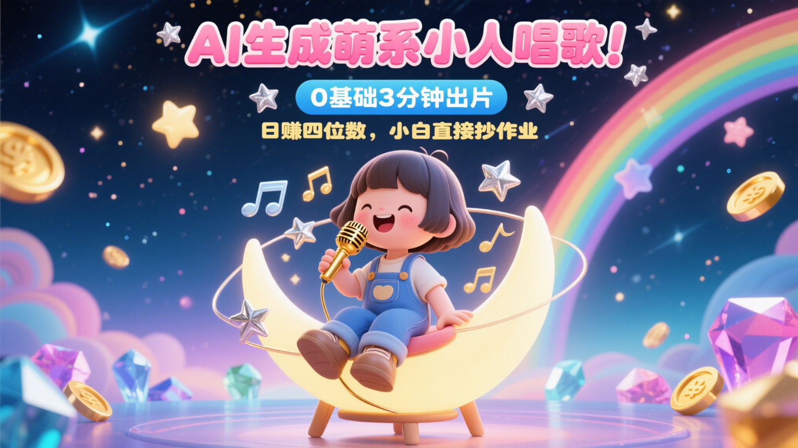 AI生成萌系小人唱歌！0基础3分钟出片，28个作品涨粉9万，日赚四位数，小白直接抄作业-小肥鱼网创-十年互联网创业实战派 | 专注精准流量获取与转化