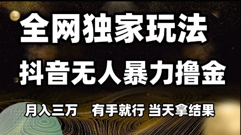 全网独家玩法抖音无人暴力撸金，月入3W，有手就行，当天拿结果【揭秘】-小肥鱼网创-十年互联网创业实战派 | 专注精准流量获取与转化