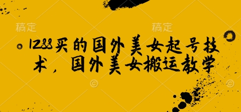 1288买的国外美女起号技术，国外美女搬运教学-小肥鱼网创-十年互联网创业实战派 | 专注精准流量获取与转化