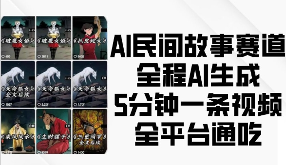 AI民间故事赛道，全程AI生成5分钟一条视频，全平台通吃-小肥鱼网创-十年互联网创业实战派 | 专注精准流量获取与转化