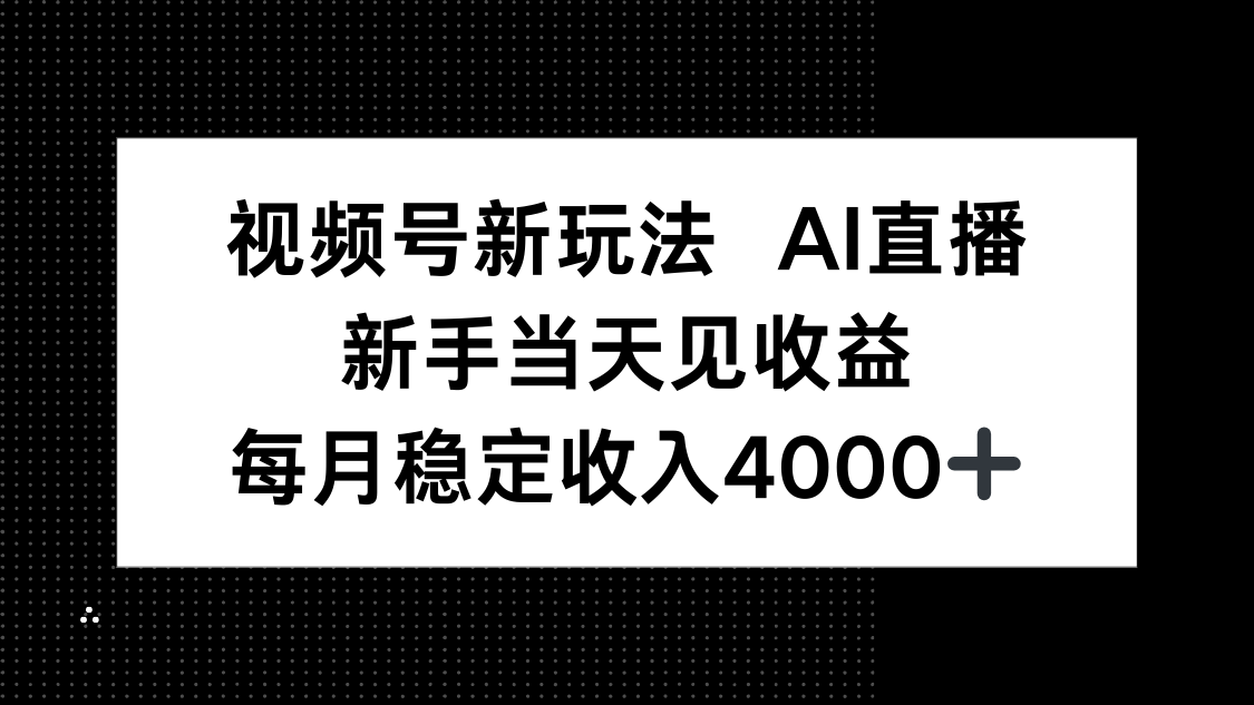 2025年视频号AI直播玩法：新手小白当天见收益，月入4000+-小肥鱼网创-十年互联网创业实战派 | 专注精准流量获取与转化