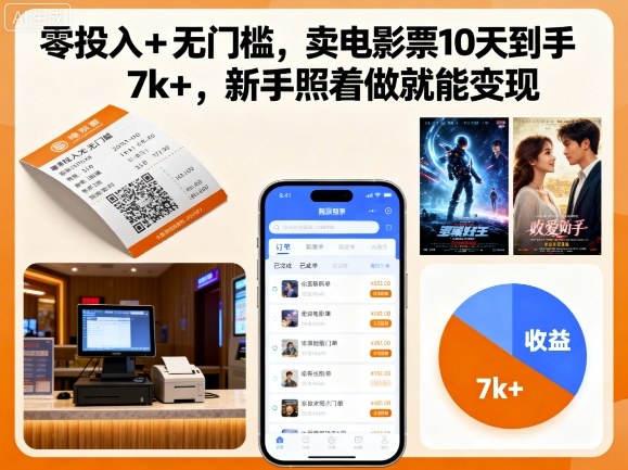 零投入+无门槛，卖电影票10天到手7k+，新手照着做就能变现【揭秘】-小肥鱼网创-十年互联网创业实战派 | 专注精准流量获取与转化