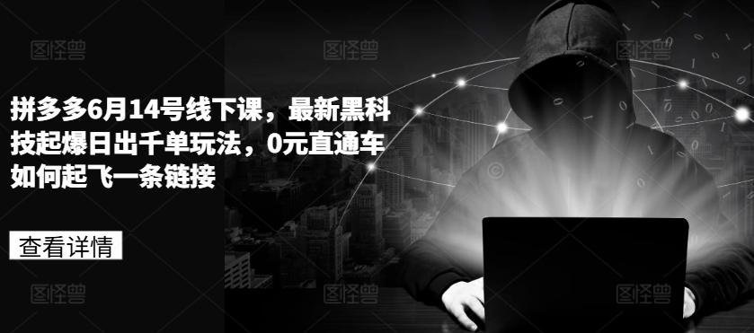 拼多多6月14号线下课，最新黑科技起爆日出千单玩法，0元直通车如何起飞一条链接-小肥鱼网创-十年互联网创业实战派 | 专注精准流量获取与转化