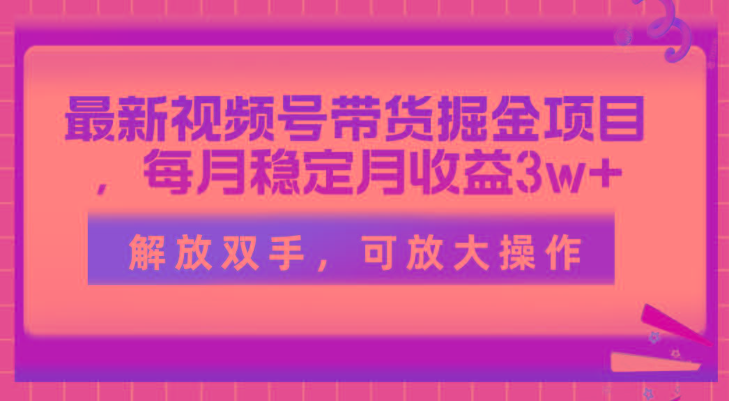 最新视频号带货掘金项目，每月稳定月收益3w+，解放双手，可放大操作-小肥鱼网创-十年互联网创业实战派 | 专注精准流量获取与转化