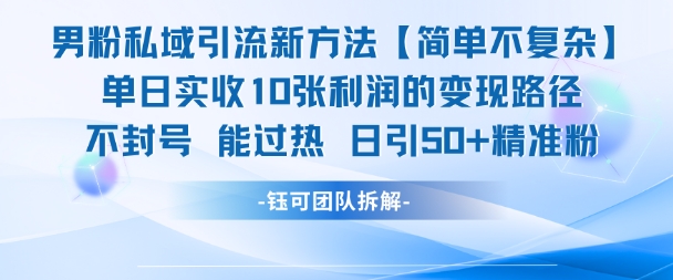 男粉私域引流新方法，单日收10张利润，日引流50+精准粉-小肥鱼网创-十年互联网创业实战派 | 专注精准流量获取与转化