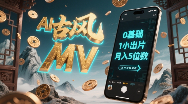 AI一键生成古风音乐MV，0剪辑基础1小时出片，多种变现渠道，一部手机月入5位数-小肥鱼网创-十年互联网创业实战派 | 专注精准流量获取与转化
