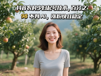 抖音农村少妇起号技术，百分之98不判AI，涨粉快且稳定-小肥鱼网创-十年互联网创业实战派 | 专注精准流量获取与转化