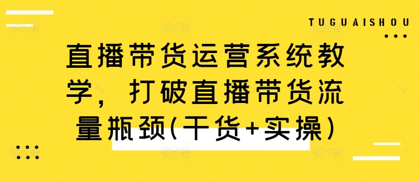 直播带货运营系统教学，打破直播带货流量瓶颈(干货+实操)-小肥鱼网创-十年互联网创业实战派 | 专注精准流量获取与转化