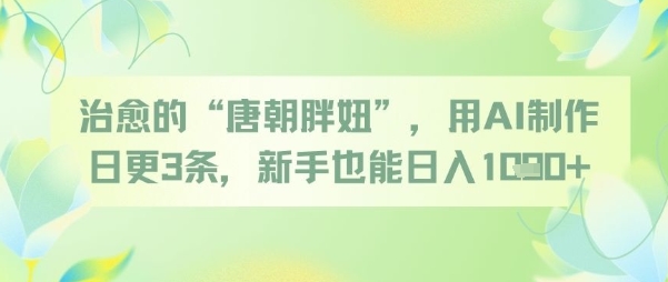 治愈的“唐朝胖妞”，用AI制作日更3条，新手也能日入多张-小肥鱼网创-十年互联网创业实战派 | 专注精准流量获取与转化