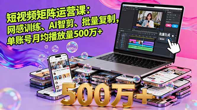 掌握短视频矩阵运营：网感培养与AI智剪，实现播放量与收益双提升