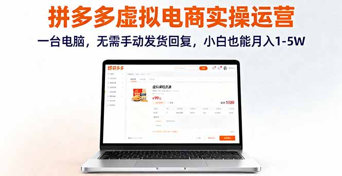 拼多多虚拟电商实操运营：无需手动发货，新手如何月入1-5W的实战经验分享