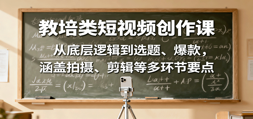 打造教培行业短视频：底层逻辑到爆款挖掘，拍摄剪辑全攻略