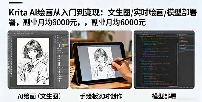 Krita AI绘画零基础教学：从基础操作到商业变现，轻松月入过五千