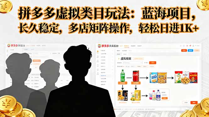拼多多虚拟商品运营秘籍：蓝海项目实现稳定高收益，多店管理轻松日进斗金