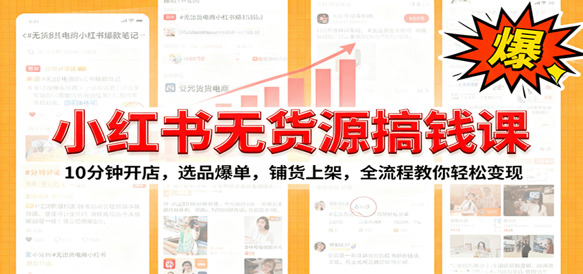 小红书零库存电商快速爆单：实战教学，选品到铺货全程指导，实现月入过万