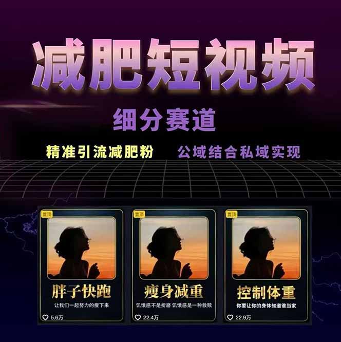 减肥短视频赛道运营课：素材准备-视频制作-引流变现全流程