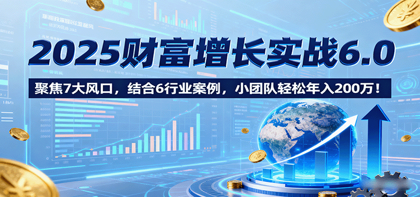 2025年创富实战课程6.0，7大行业案例解析，3人团队年入200万策略