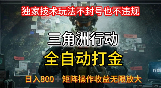 三角洲板砖揭秘：零技术门槛自动化游戏币变现项目，安全稳定躺赚