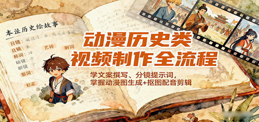动漫历史短视频全流程指南，从文案到剪辑，实现高收益快速起号
