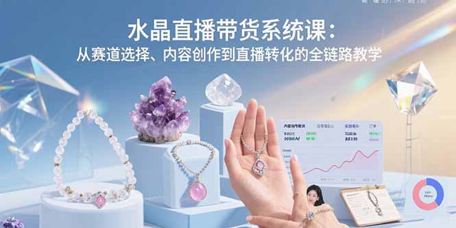 水晶直播带货系统课：从赛道选择到直播转化全流程实操指南