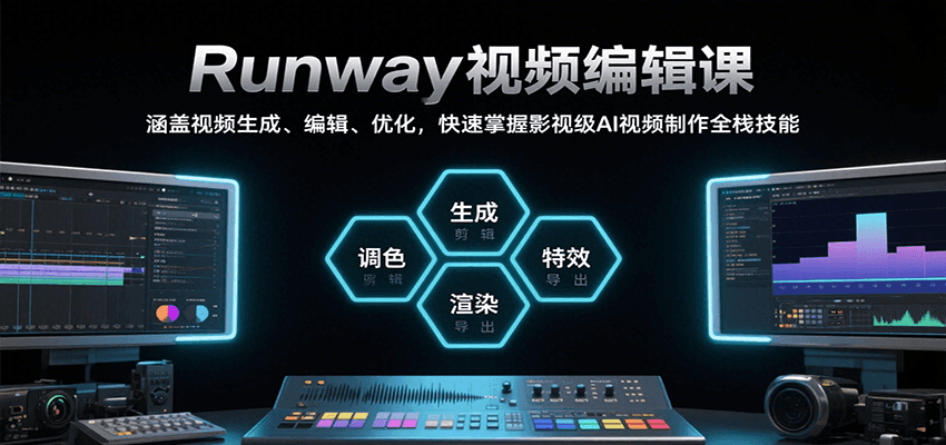 想快速掌握影视级AI视频制作？Runway视频编辑课带你从入门到精通，解决视频生成、编辑、优化难题！