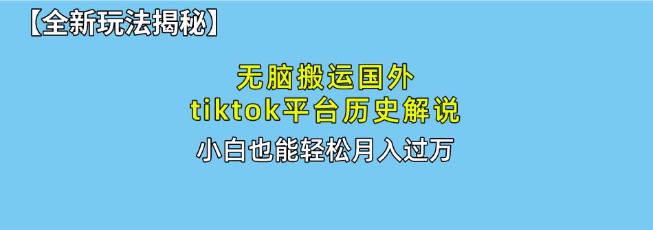 轻松搬运国外历史解说视频，无剪辑实现月入过万的真实操作方法