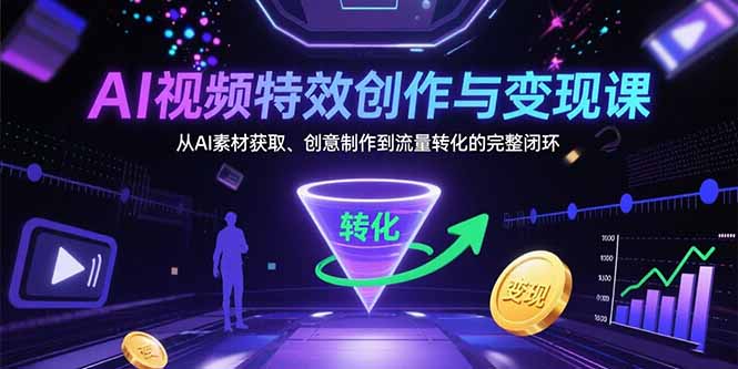 AI视频特效创作与变现课：从素材获取到流量转化的完整实战指南