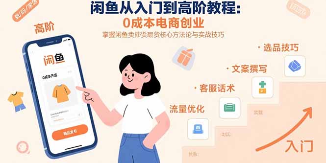 闲鱼零成本电商创业实战技巧，高权重账号打造与爆品选品策略分享