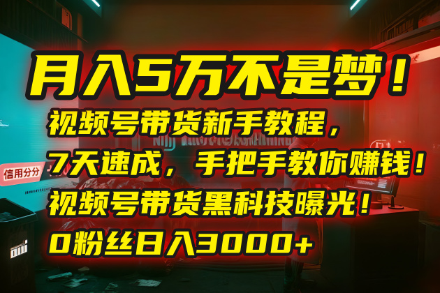 新手如何通过视频号实现月入5万，7天速成带货实战教程