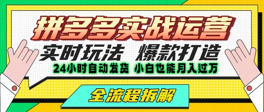 拼多多最新实战运营高投产：长久稳定项目，单店利润一天三位数详解