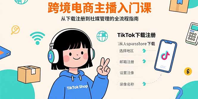 跨境电商主播从零起步：TikTok下载注册全攻略，支付工具配置与社媒运营实战技巧