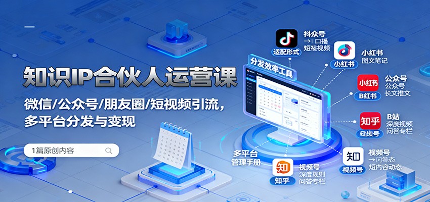 知识IP合伙人变现秘籍：微信生态与短视频全网引流技巧