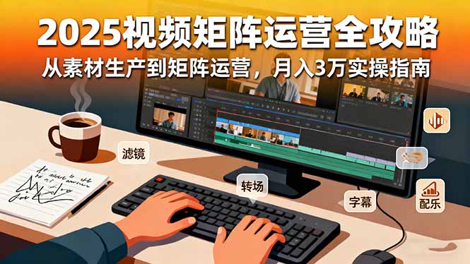 短视频运营秘籍：素材生产至矩阵运营，月入3万实操经验分享