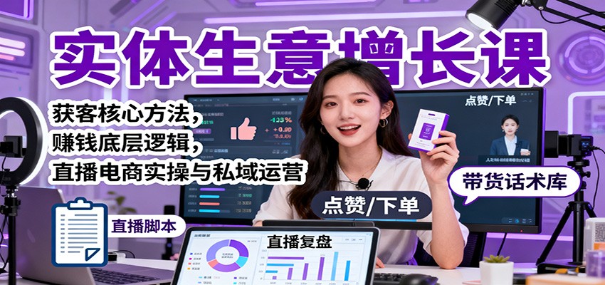 实体生意增长秘籍：获客方法，赚钱逻辑，直播电商实操指南