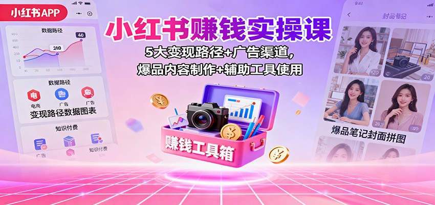 小红书变现秘籍：5大路径+广告渠道，爆品内容制作技巧与辅助工具详解