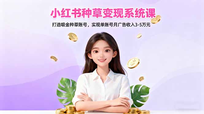 小红书种草变现系统课：打造高收入种草账号，实现单账号月广告收入3-5万元