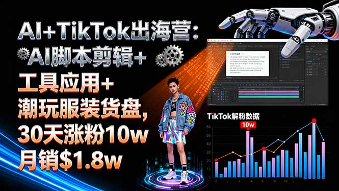 AI+TikTok出海营:AI脚本剪辑+工具应用+潮玩服装货盘,30天涨粉10w月销<noscript><img decoding=