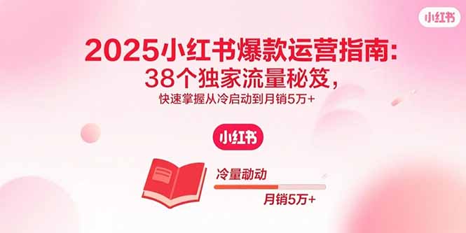 2025小红书电商运营新动向：深度解析38个流量秘籍，从零基础到月销破五万实操指南
