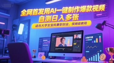 全网首发用AI一键制作爆款视频，自测日入多张，适合大学生宝妈兼职创业，保姆级教程-小肥鱼网创-十年互联网创业实战派 | 专注精准流量获取与转化
