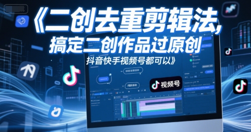 短视频二创去重剪辑法，搞定二创作品过原创，抖音快手视频号都可以-小肥鱼网创-十年互联网创业实战派 | 专注精准流量获取与转化